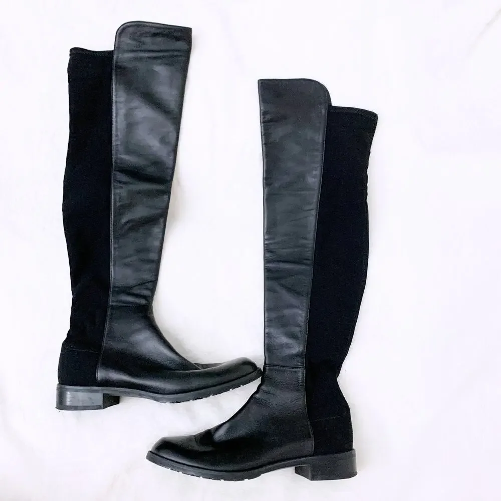 STUART WEITZMAN 5050 leather and stretch knee boots